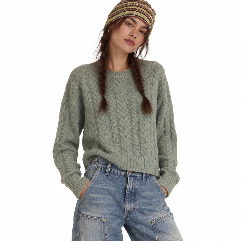 NWT Joie Fisherman Chunky Cable Knit Sweater XS Preppy Cabin Minimalist Crewneck